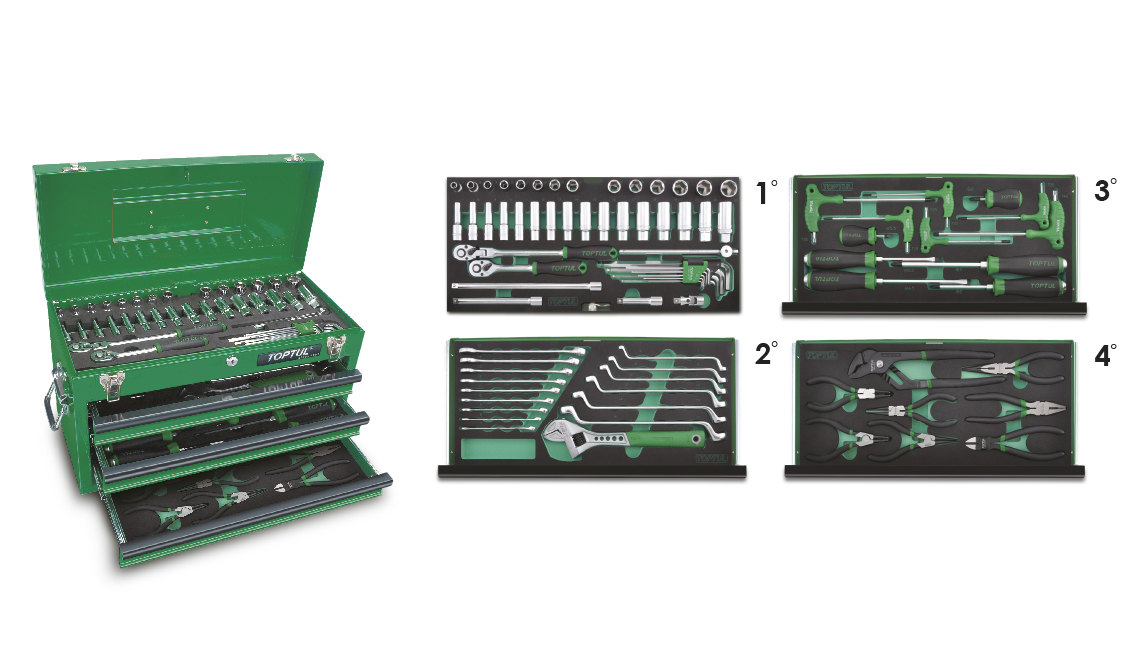 82PCS PROFESSIONAL MECHANICAL TOOL SET W/3-DRAWER TOOL CHEST